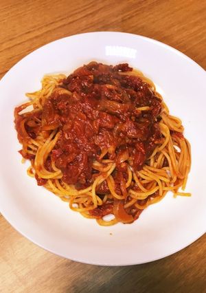 赤味噌トマトソースのピリ辛パスタ-レシピのメイン写真