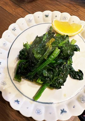 ちぢみほうれん草のガリバタ炒め-レシピのメイン写真
