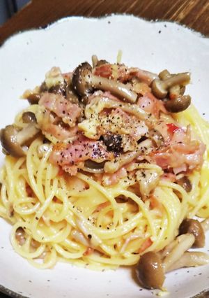 きのこたっぷりカルボナーラ-レシピのメイン写真