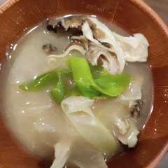 รูปของ 舞茸と長ねぎの味噌汁