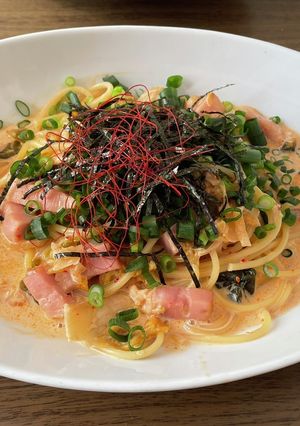 ソースが美味!キムチクリームパスタ-レシピのメイン写真