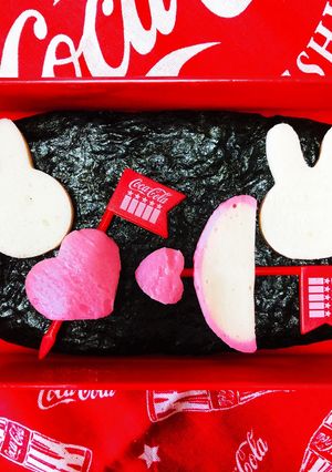 ハートの弓矢でうさぎのバレンタイン弁当-レシピのメイン写真