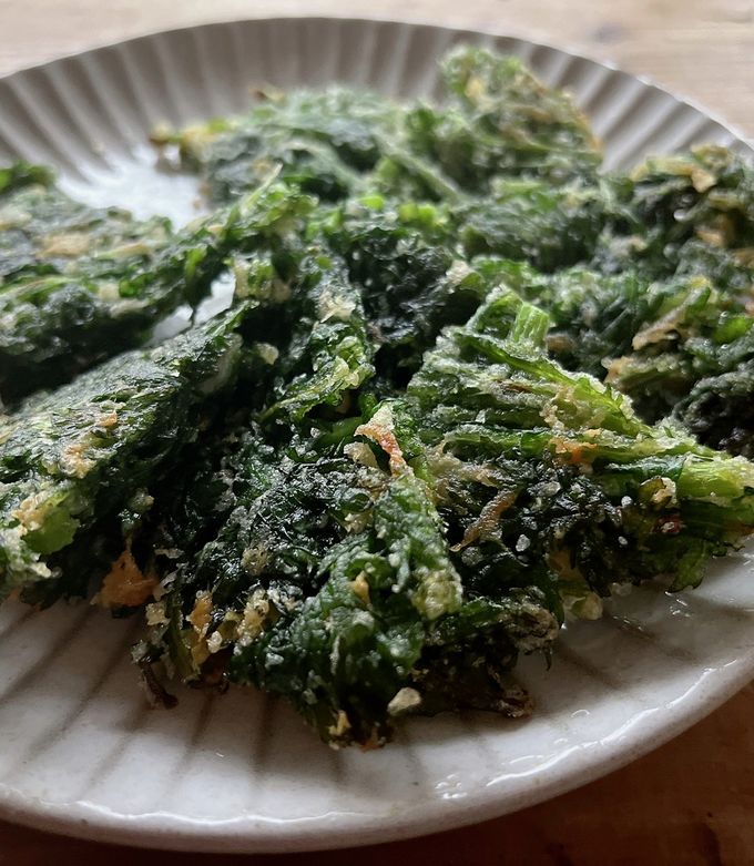 m春菊としらすのチーズ入りカリカリ焼き-レシピのメイン写真