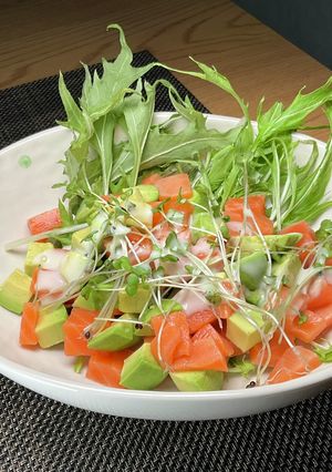 サーモン＆アボガド＋水菜＋スプラウト-レシピのメイン写真