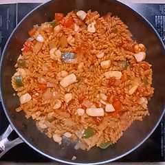 รูปของ お手軽！魚介のパスタパエリア