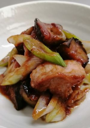 厚切り豚バラ肉とナスの味噌炒め-レシピのメイン写真