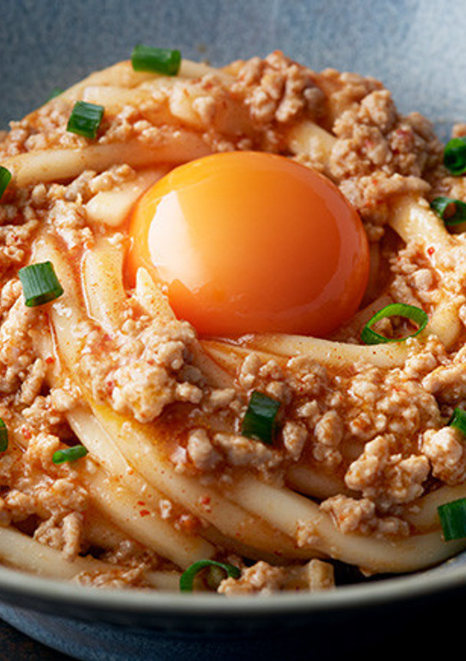 コク旨！キムマヨそぼろ釜玉うどん-レシピのメイン写真