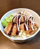 キャベツ盛り盛り☆揚げない豚かつ丼