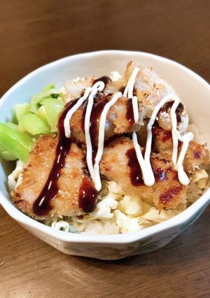 キャベツ盛り盛り☆揚げない豚かつ丼-レシピのメイン写真