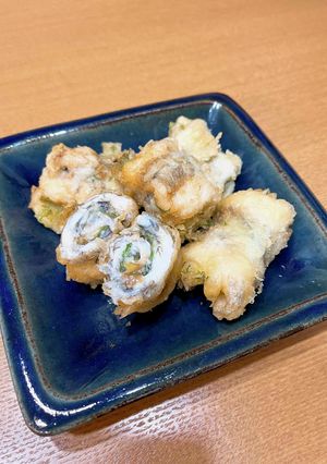 ニギスの天ぷら大葉梅肉巻き～魚の駅生地～-レシピのメイン写真