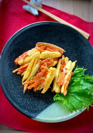 波里　お米の粉でヤングコーンのかき揚げ-レシピのメイン写真