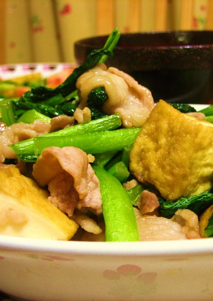 小松菜と厚揚げ・豚肉の炒め物-レシピのメイン写真