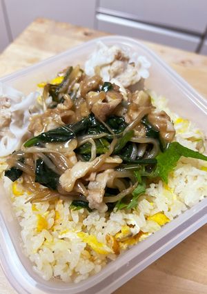 豚バラの餡かけ☆玉子とネギの炒飯弁当-レシピのメイン写真