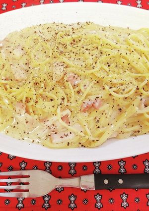 卵不使用☆フライパンのみカルボナーラ風-レシピのメイン写真