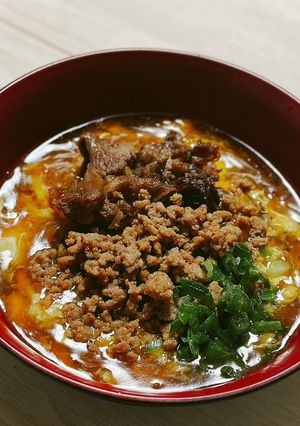 肉がさね玉子あんかけ蕎麦-レシピのメイン写真