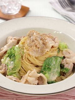 包丁いらず☆豚しゃぶとレタスの和風パスタ-レシピのメイン写真