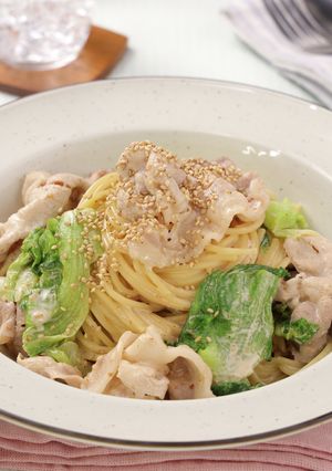 包丁いらず☆豚しゃぶとレタスの和風パスタ-レシピのメイン写真