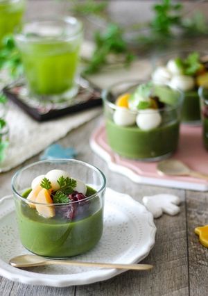 抹茶の豆乳プリン（卵・乳不使用）-レシピのメイン写真