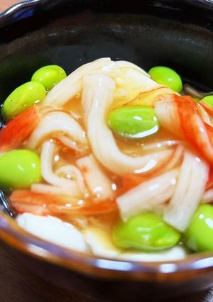 簡単　豆腐のカニかま枝豆あんかけ-レシピのメイン写真