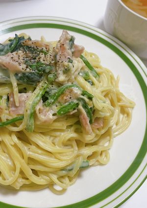 ほうれんそうの豆乳クリームパスタ-レシピのメイン写真