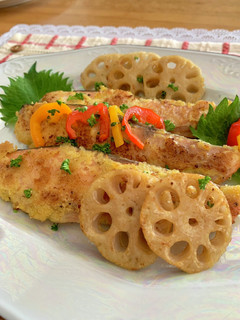 素焼きレンコンと甘塩鮭のピカタ風♪-レシピのメイン写真