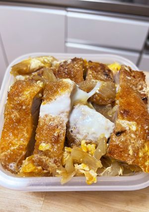 特大メンチカツと一口カツの玉子とじ弁当！-レシピのメイン写真