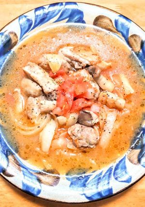 鶏もも肉とトマトの生姜煮をスープ仕立てで-レシピのメイン写真