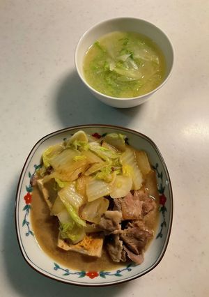 肉豆腐、味噌汁-レシピのメイン写真