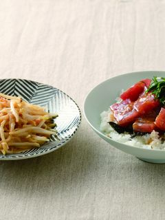 まぐろ丼と もやしの梅炒め-レシピのメイン写真