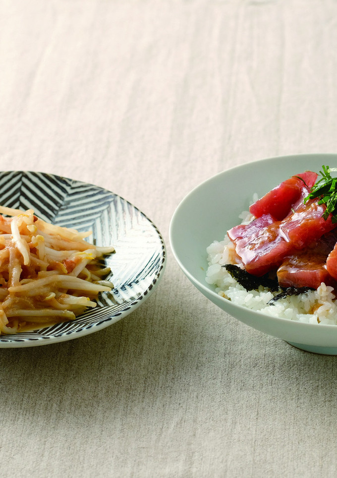 まぐろ丼と もやしの梅炒め-レシピのメイン写真