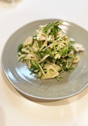 シャキシャキ♡蓮根と水菜の胡麻マヨサラダ-レシピのメイン写真