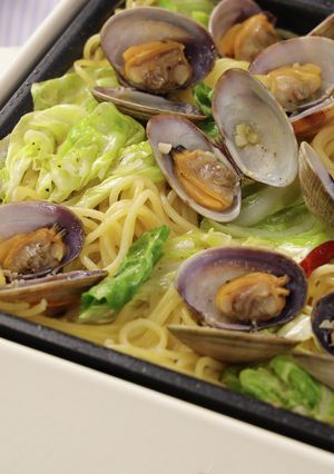 ホットプレートでお手軽ボンゴレパスタ-レシピのメイン写真