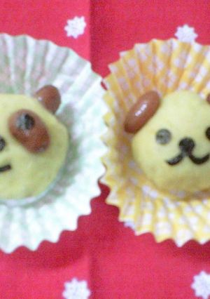 お弁当に★薩摩芋と金時豆のわんこ＆パンダ-レシピのメイン写真
