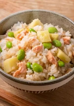 鮭と枝豆の彩りみそ混ぜご飯-レシピのメイン写真