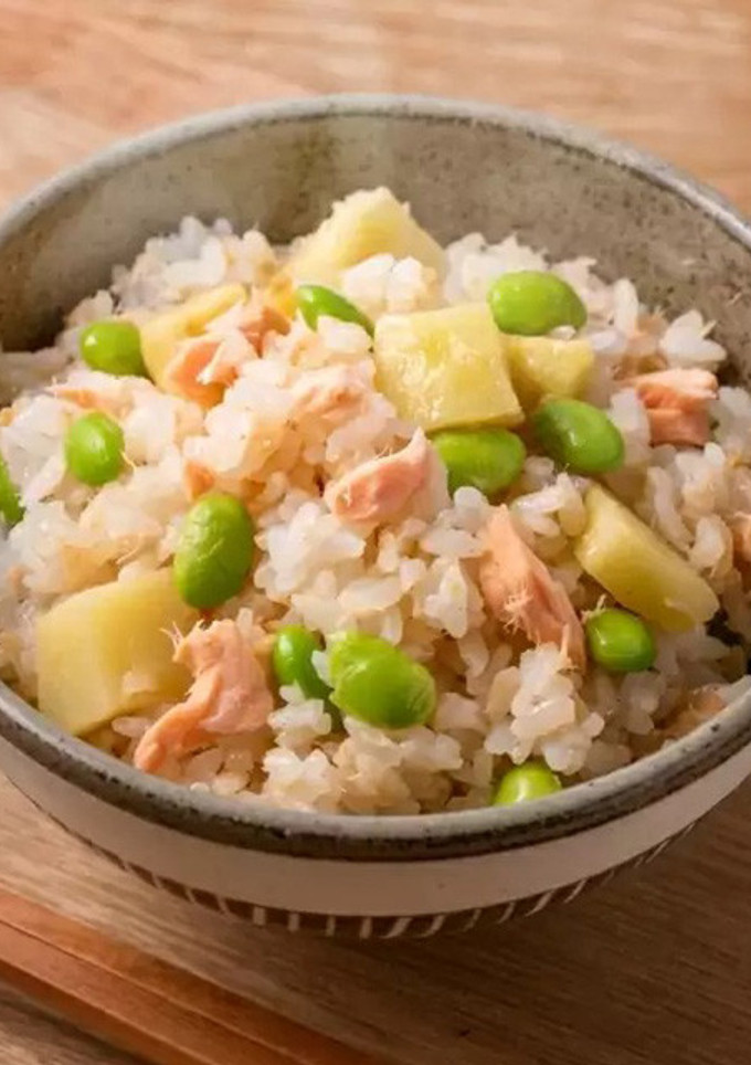 鮭と枝豆の彩りみそ混ぜご飯-レシピのメイン写真