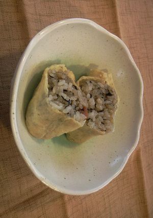 ひじきの煮物を巾着おこわに変身！-レシピのメイン写真