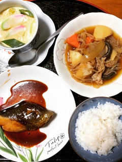 鰤の照り焼き、茶碗蒸し、肉じゃが-レシピのメイン写真