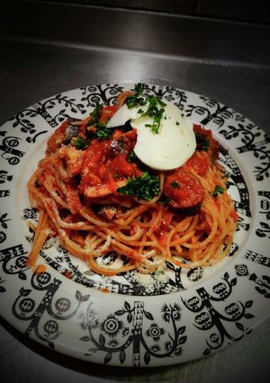 コンビーフ&揚げ茄子のトマトパスタ!-レシピのメイン写真