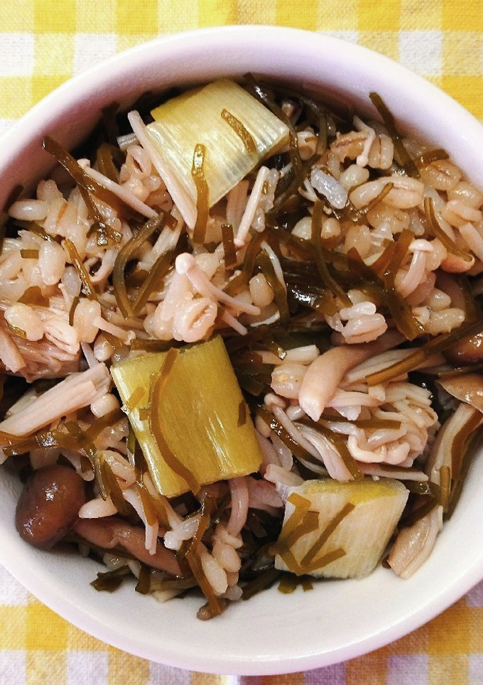切り昆布と 長ネギ きのこの炊き込みご飯-レシピのメイン写真