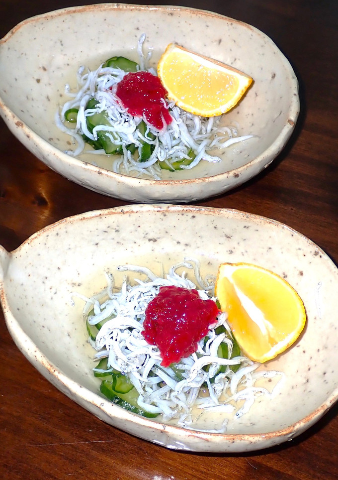 釜揚げしらすと胡瓜の酢の物　梅肉添え-レシピのメイン写真