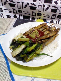 子持ちししゃも&九条ネギ炒めのカフェ丼-レシピのメイン写真