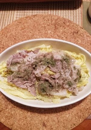 白菜と豚バラの重ねレンチン蒸し-レシピのメイン写真