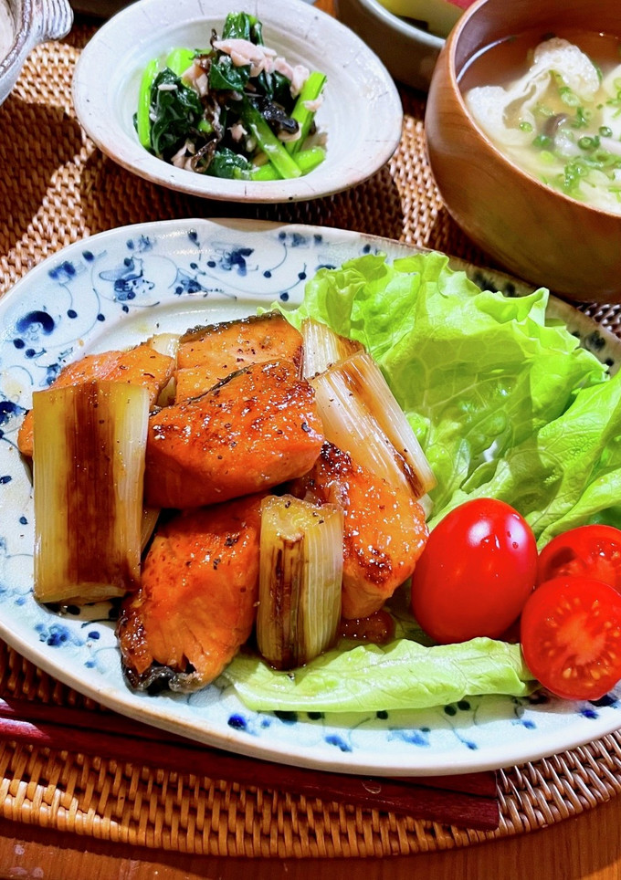 鮭と白ネギの柚子胡椒照り焼き♩-レシピのメイン写真