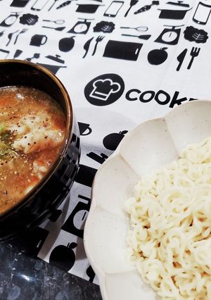 サッポロ一番塩らーめんで簡単濃厚つけ麺！-レシピのメイン写真