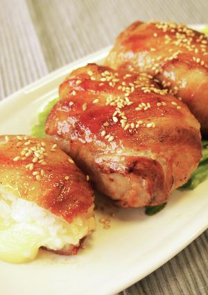 【豚丼のたれ】チーズイン豚肉巻おにぎり-レシピのメイン写真