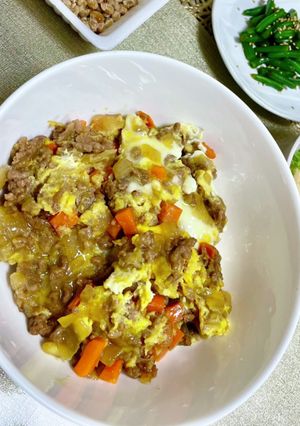 甘辛ミンチたまごとじ丼-レシピのメイン写真