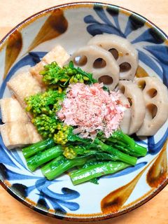 菜の花と蓮根と油揚げの煮浸し-レシピのメイン写真