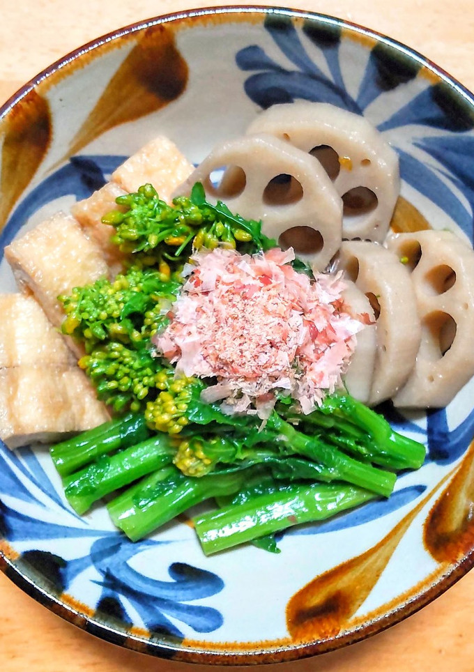 菜の花と蓮根と油揚げの煮浸し-レシピのメイン写真