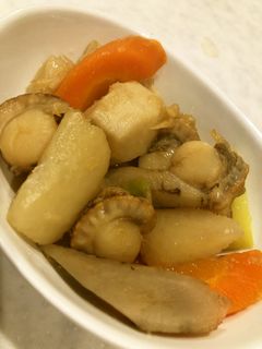 ベビーホタテと根菜の煮物-レシピのメイン写真