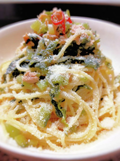 簡単!絶品!野沢菜漬けとツナ缶のパスタ-レシピのメイン写真